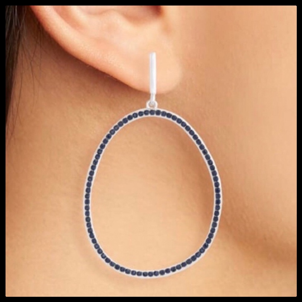Sole Society Crystal Beaded Drop Hoop Earrings